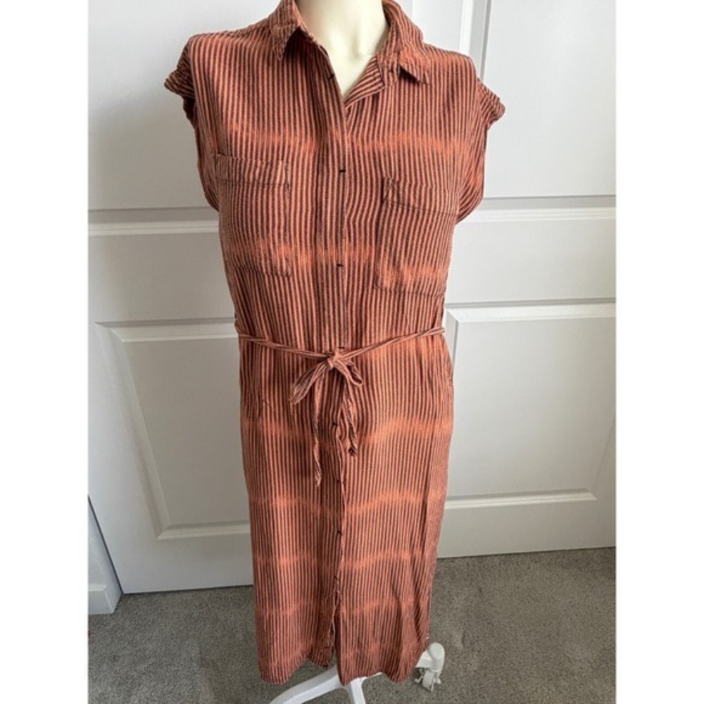 KAVU La Paz Sleeveless Button Down Midi Shirt Dress 100% Cotton Small